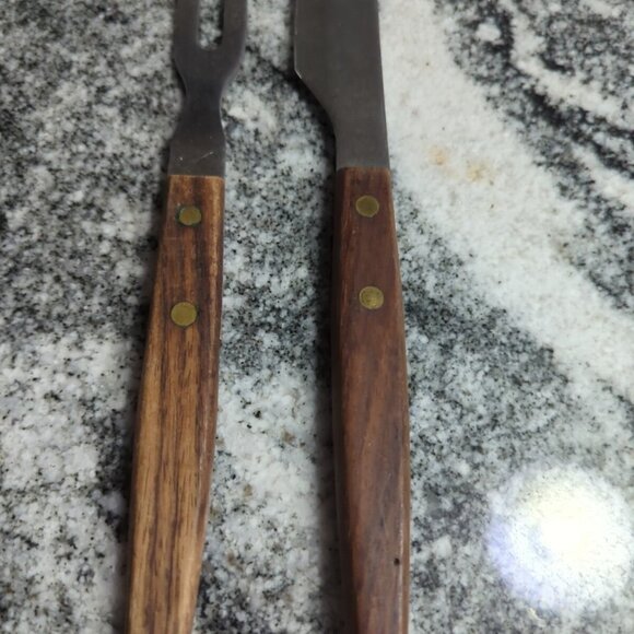 Vintage St. Regis Stainless Japan  Knife & Fork Set Wood Handles - Picture 2 of 7